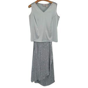 Elisabeth By Liz Claiborne Womens V-Neck Top & wrap Skirt Set Size 14- 16 Blue